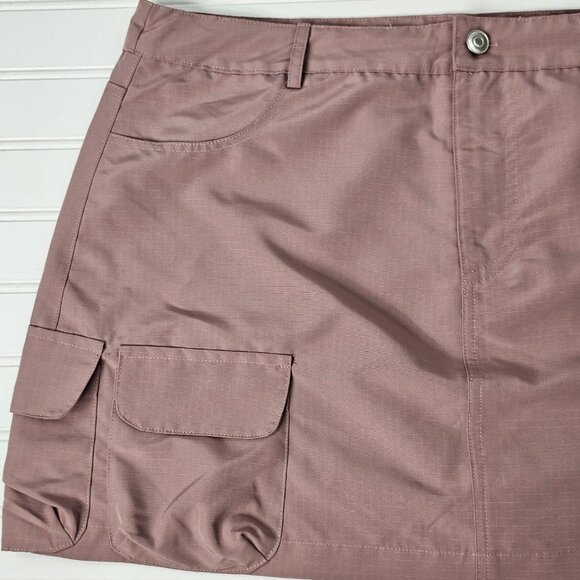 Lulus Women's Mauve 5 Pocket Check Textured Cargo Mini Skort Size XL NWT - Picture 3 of 13